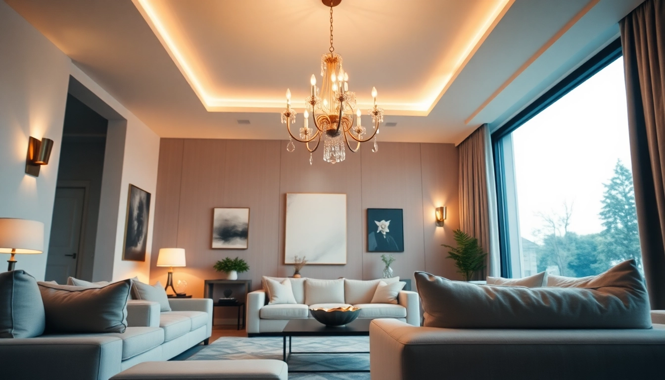 Shop ModernLighting with sleek fixtures in a contemporary living room setting, showcasing elegance.