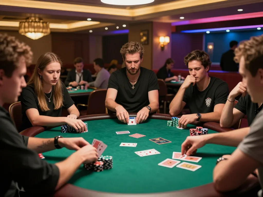 Enjoying an exciting poker game at rik vip casino, capturing players in action with dealers