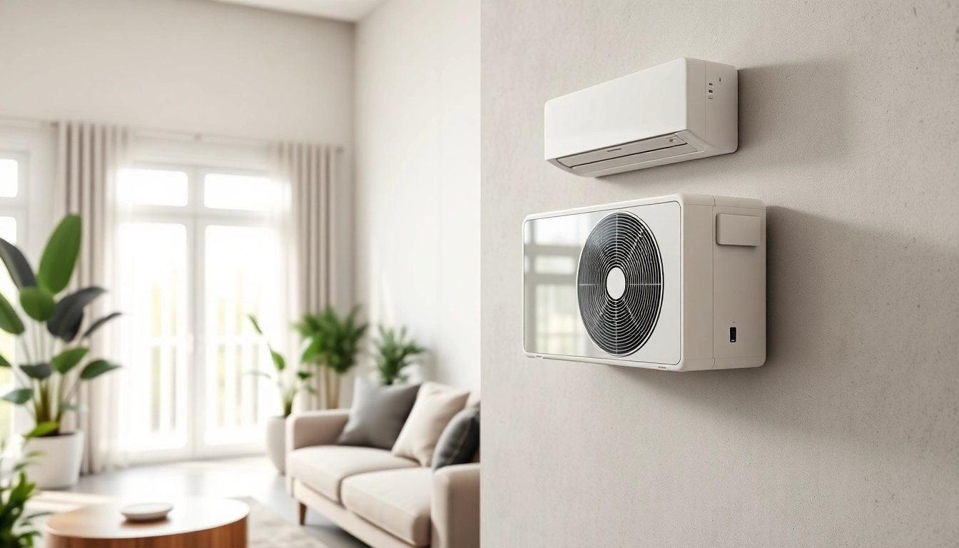 Efficient mini split ac enhancing a cozy living room's aesthetic and comfort.