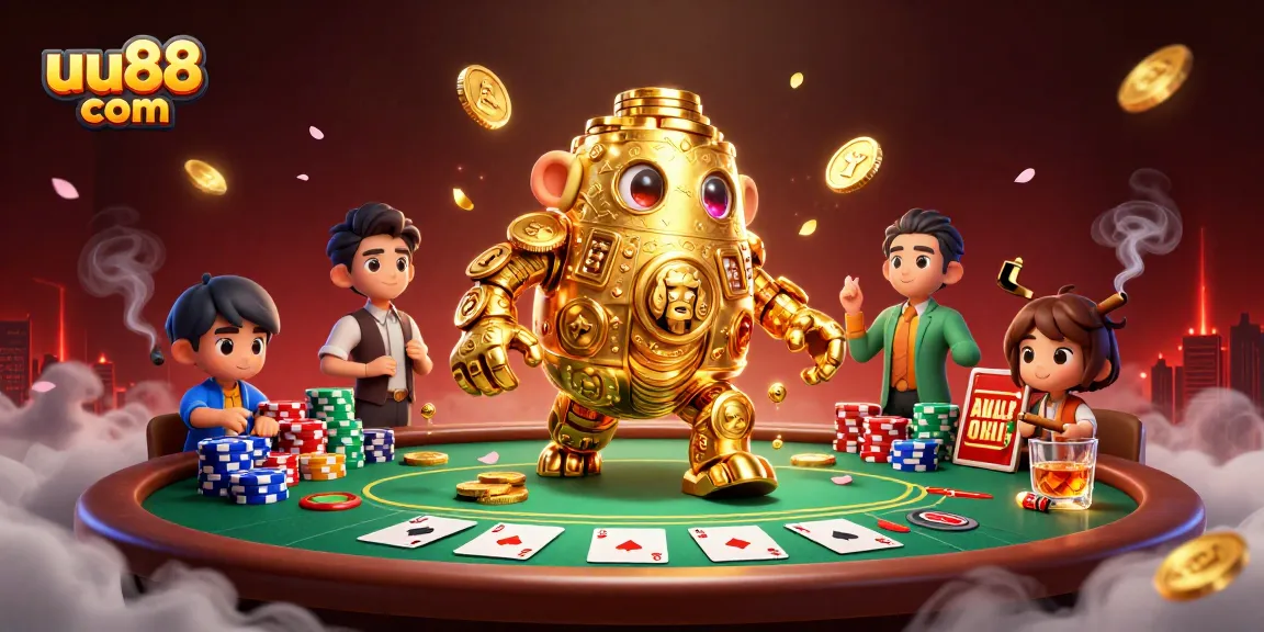 Experience thrilling poker excitement at uu88 com with a treasure-filled 3D casino scene.