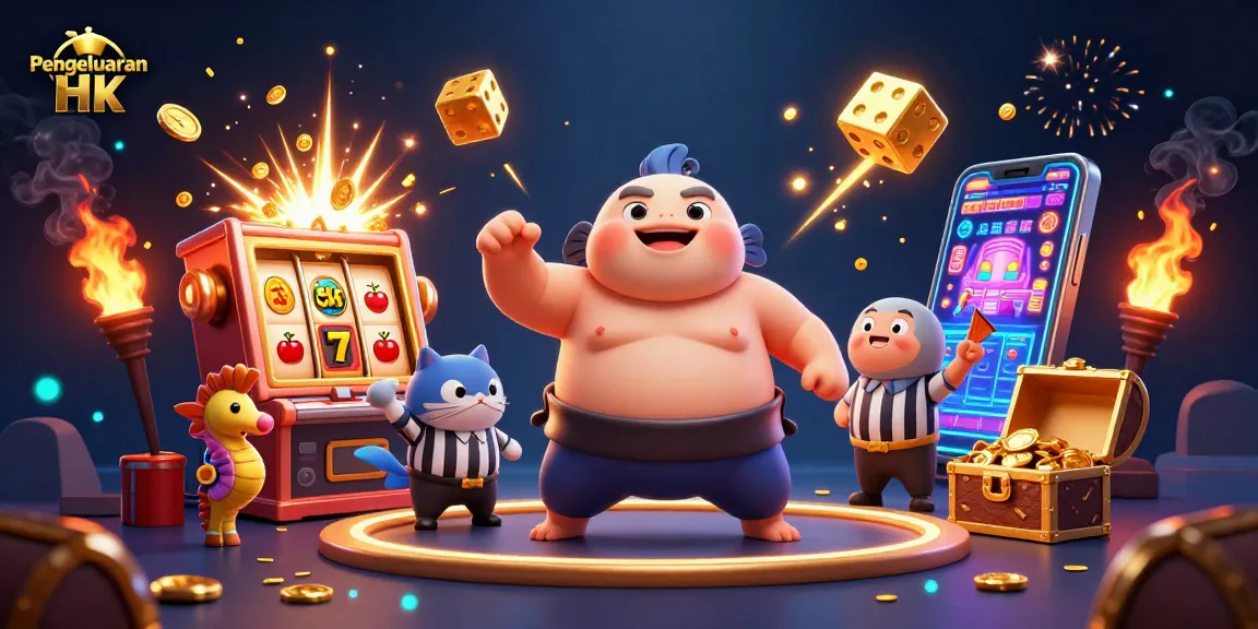 Experience the excitement of Pengeluaran Hk with a lively underwater casino scene featuring animated characters and slot machine action.