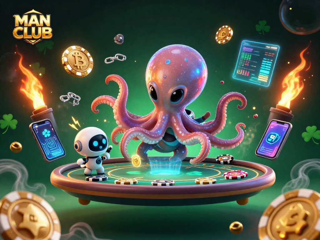Experience advanced gameplay at MAN CLUB with a vibrant alien scene and poker action.