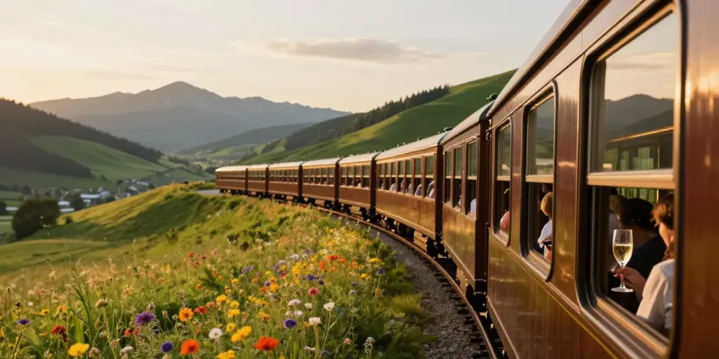 Experience unforgettable travel with advance train tickets while enjoying breathtaking views of a sunset journey.