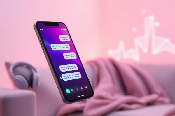Sexting AI conversation displayed on a smartphone with an inviting ambiance.