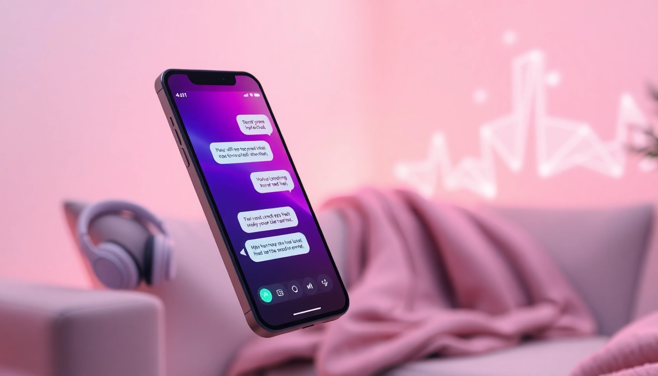 Sexting AI conversation displayed on a smartphone with an inviting ambiance.