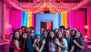 Capture vibrant memories at a photo booth rental Chicago with joyful guests and colorful decor.