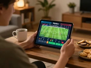 Socolive sports betting in action on a tablet, capturing an engaging moment for viewers.