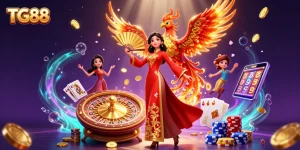 Experience thrilling gaming with TG88's vibrant 3D casino scene blending luck and rich tradition