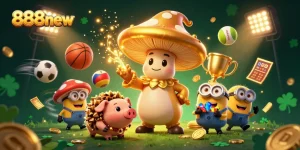 Experience thrilling gaming adventures with 888new's magical illustrations of sports and treasures.