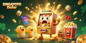 Menangkan jackpot di SINGATOTO Daftar dengan mesin slot 3D mengagumkan dan simbol berkilau.