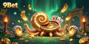 Win at 9Bet with high-stakes action featuring a giant nautilus and dynamic gaming elements.