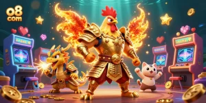 Engage with thrilling adventures at o8 com featuring vibrant 3D characters and casino elements.