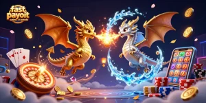 Engaging illustration of fast payout casinos in Australia showcasing dragons and casino elements