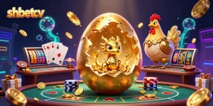 Experience thrilling gameplay at shbetcv with a golden dragon revealing poker chips in a vibrant casino scene.