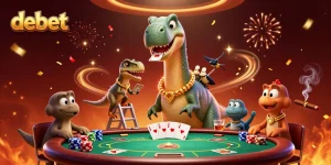 Experience debet gaming with a playful dinosaur-themed poker scene that excites gamblers.