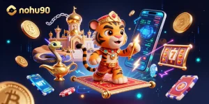 Experience thrilling wins with nohu90 in this vibrant casino illustration showcasing a fantasy theme.